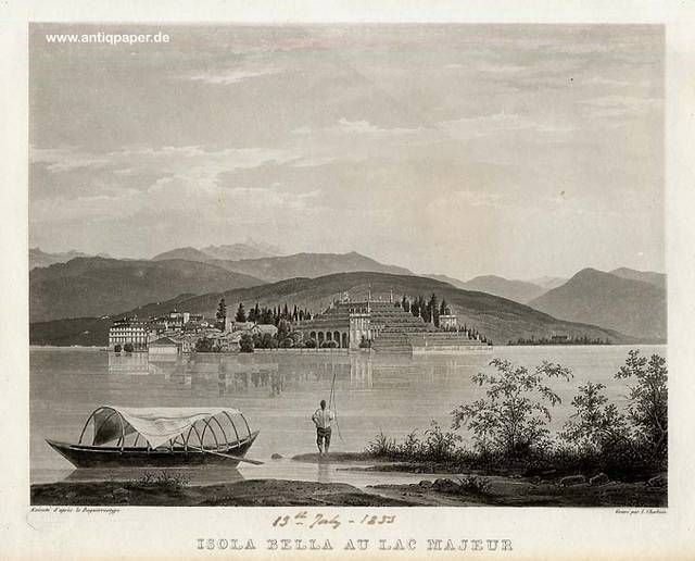 Lago Maggiore Isola Bella Au Lac Majeur Aquatinta Acquatinta Von Cherbuin Ca 1840 Details